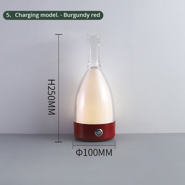 Wine Bottle Table Lamp INS Wind Light Luxury Creative Bedroom Bedside Lamp Net Red Clear Bar Decoration Charging Table Lamp