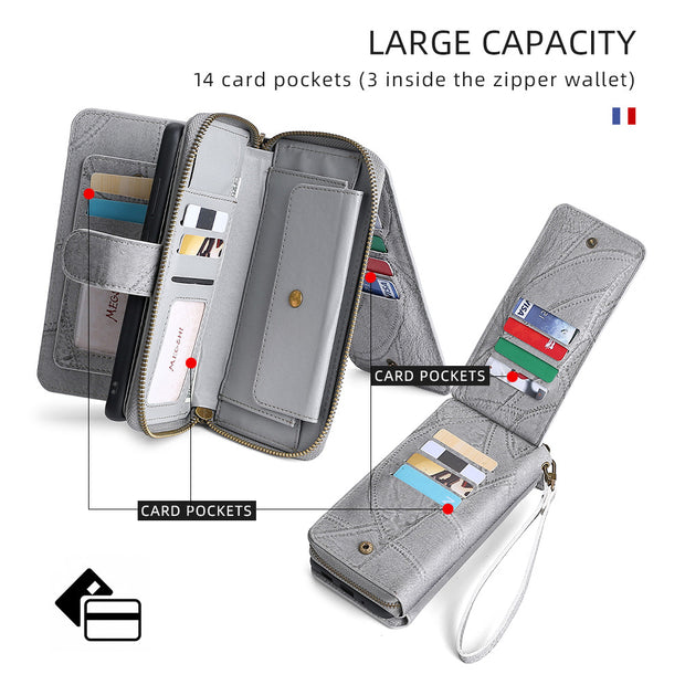 Suitable For iPhone 13 Phone Leather Case iPhone 12promax Multi Function Card Case 13mini Protective Cover