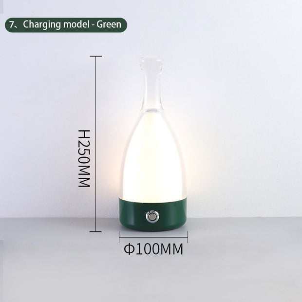 Wine Bottle Table Lamp INS Wind Light Luxury Creative Bedroom Bedside Lamp Net Red Clear Bar Decoration Charging Table Lamp