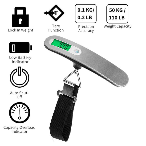 Stainless Steel Electronic Hand Luggage Scale Portable Digital Luggage Scale 50kg