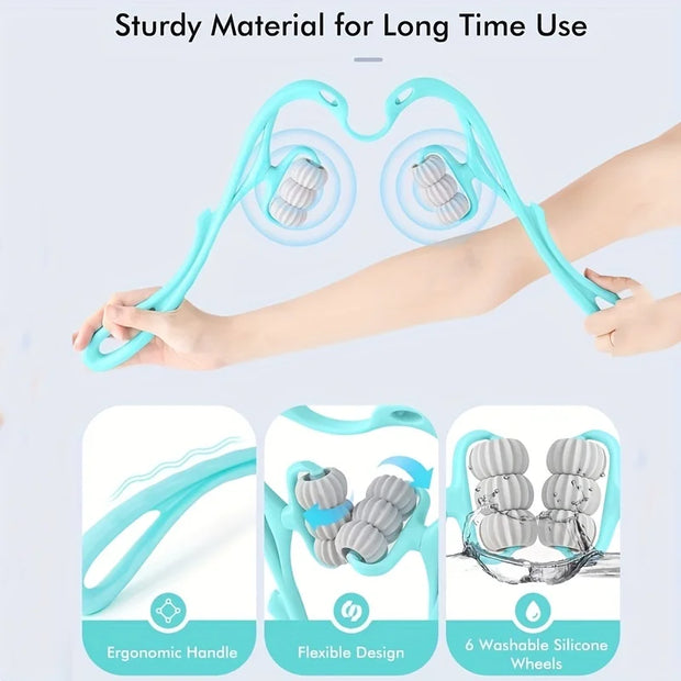 New Neck Massager Therapy Neck Shoulder Dual Trigger Point Roller Self-Massage Tool Relieve Neck Pressure Deep Pressure Massage