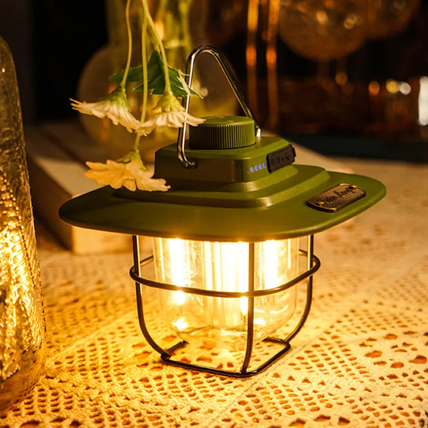 LED Camping Lamp Retro Hanging Tent Lamp Waterproof Dimmable Camping Lights Outdoor 4500mAh Battery Emergency Light Lantern