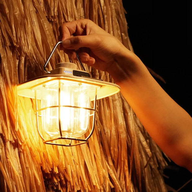 LED Camping Lamp Retro Hanging Tent Lamp Waterproof Dimmable Camping Lights Outdoor 4500mAh Battery Emergency Light Lantern