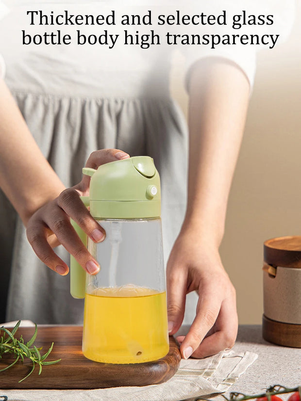 Olive Oil Dispenser Bottle 2-In-1 Cooking Oil Sprayer 470ml Glass Spray Bottle With Dumper Food Grade Oil Mist Machine Suitable