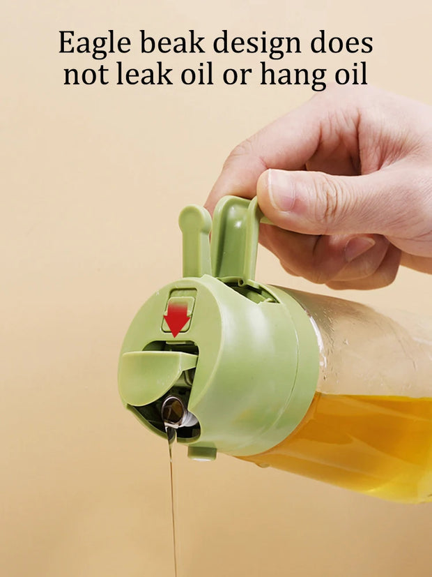 Olive Oil Dispenser Bottle 2-In-1 Cooking Oil Sprayer 470ml Glass Spray Bottle With Dumper Food Grade Oil Mist Machine Suitable
